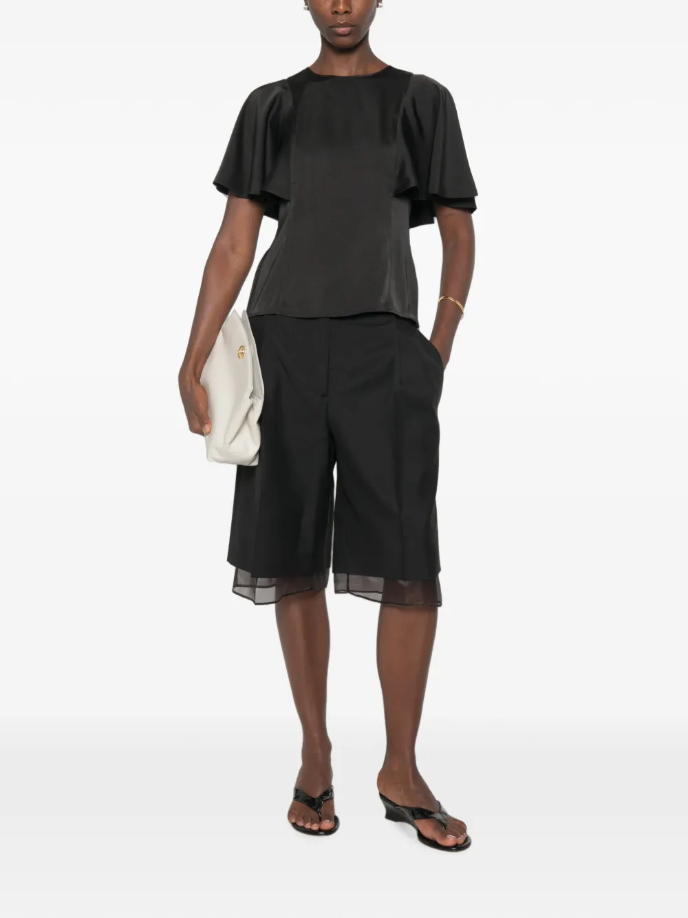 Michael Kors Blouse met ruches mouwen Zwart