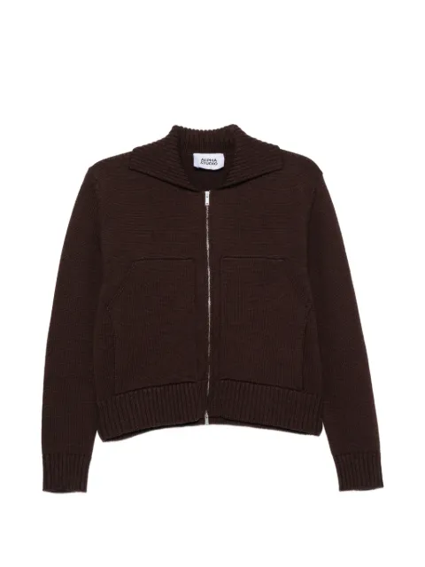 ALPHA STUDIO zip-up ribbed-trim sweater