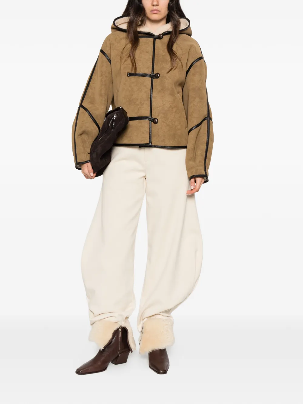 Stand Studio Fia Toggle-fastening Hooded Jacket In Brown