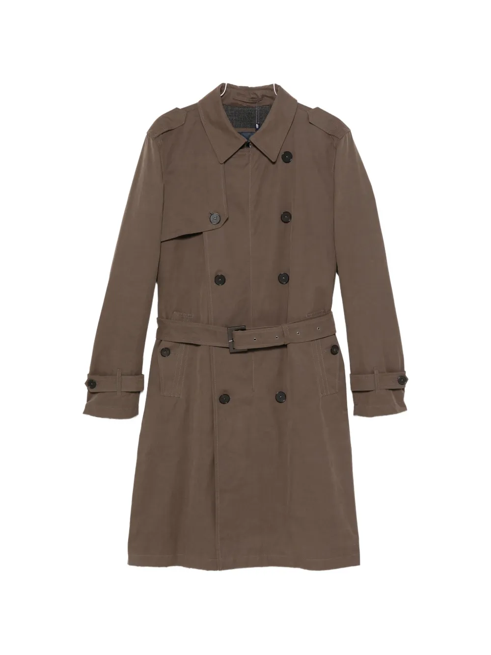 Herno Double-breasted Belted Coat In Brown