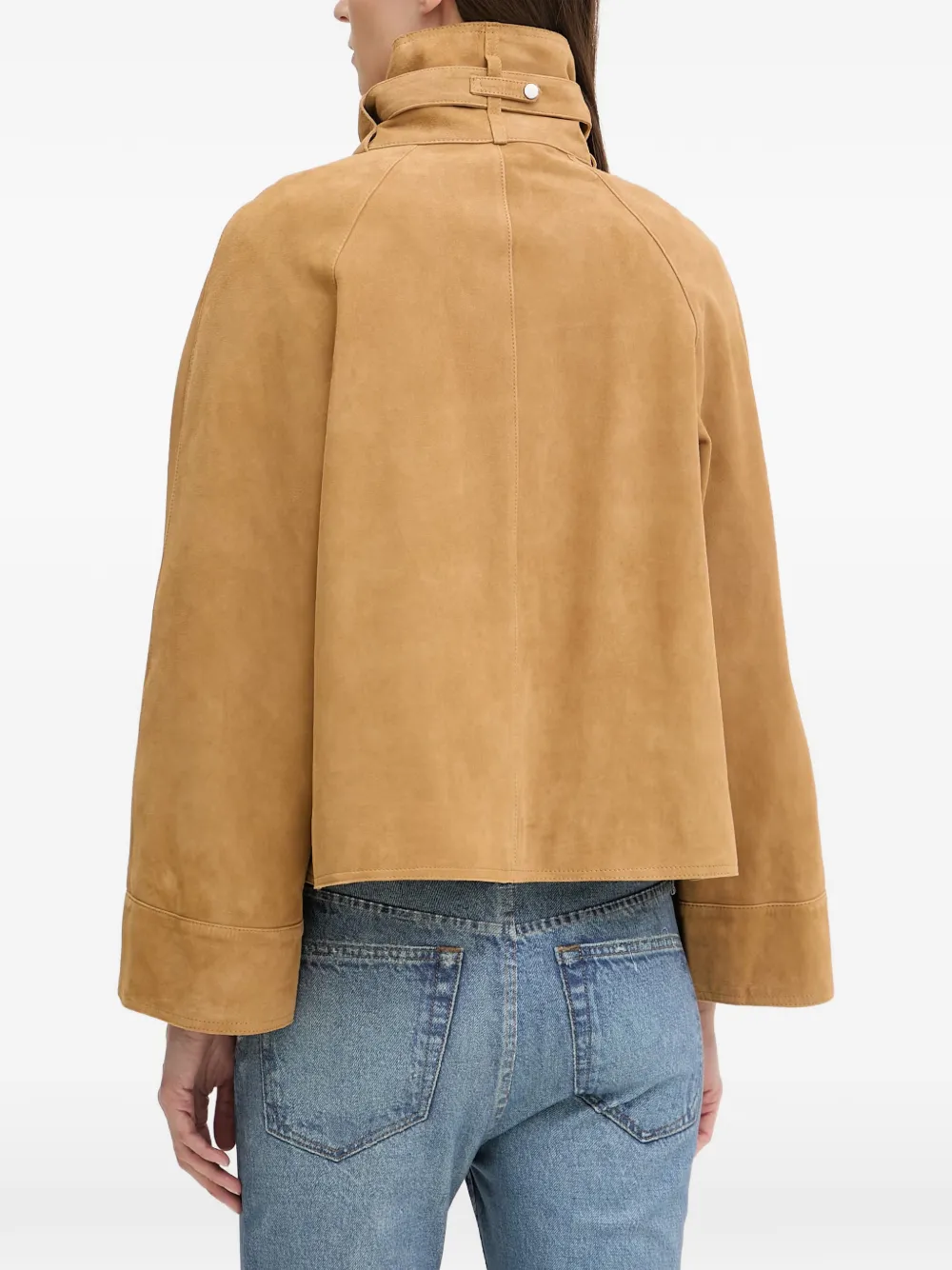 AllSaints Ruimvallend suède jack met gespdetail Beige