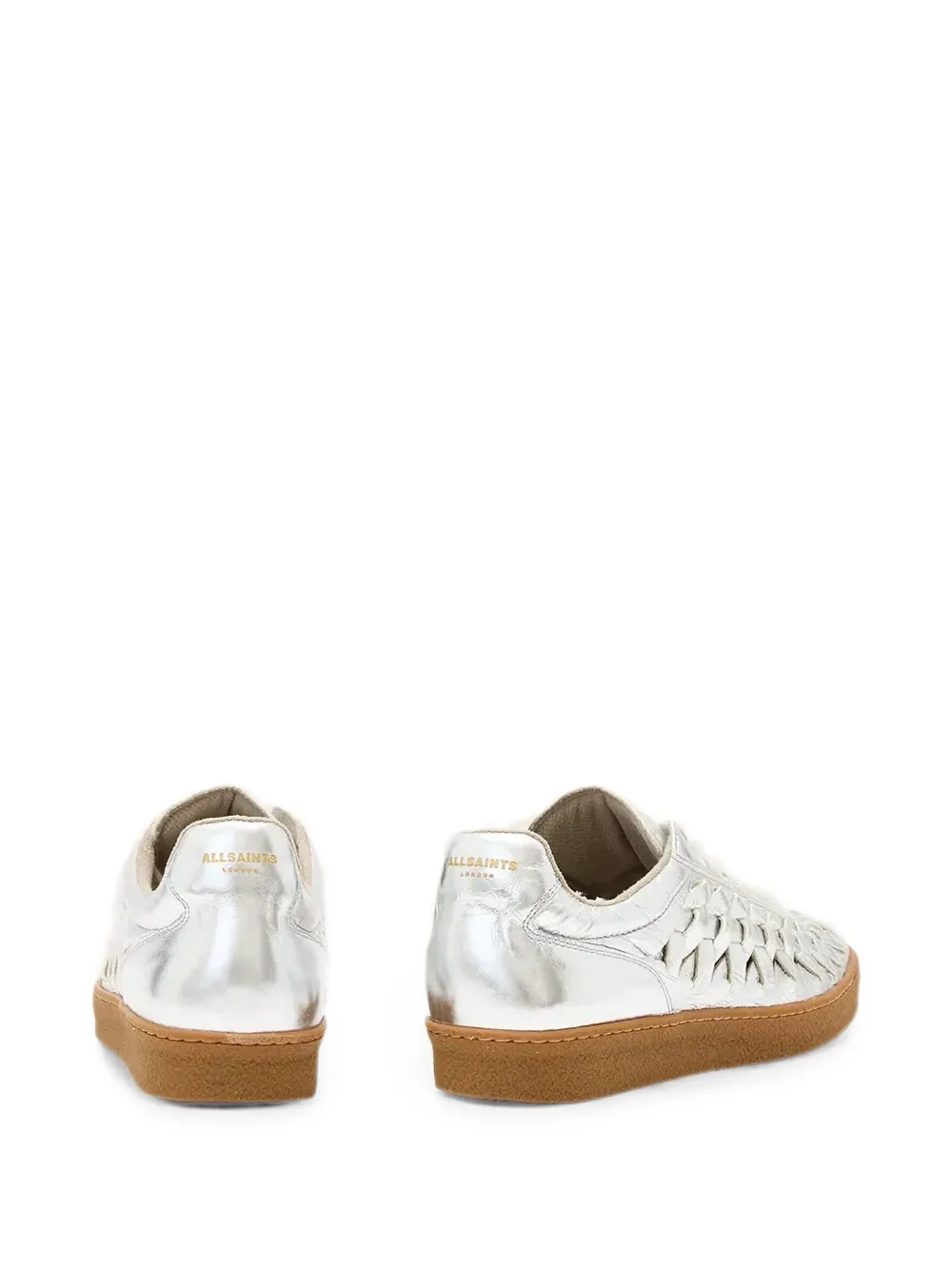 AllSaints leather woven metallic sneakers Zilver