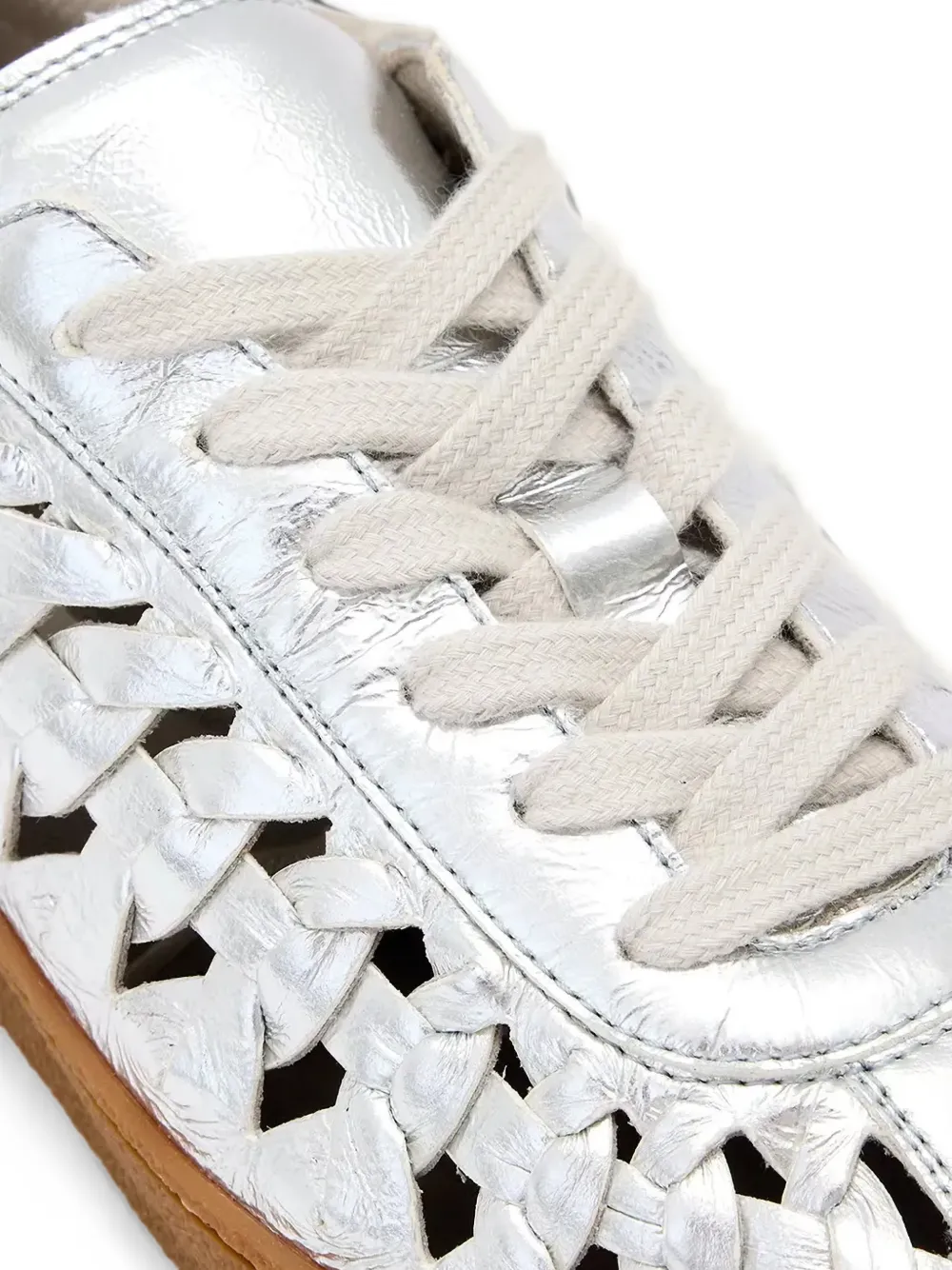 AllSaints leather woven metallic sneakers Zilver
