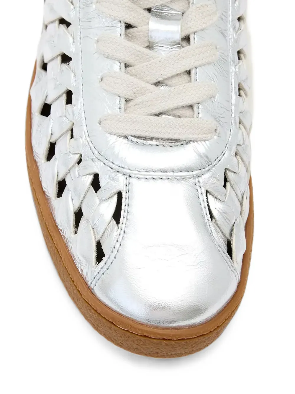 AllSaints leather woven metallic sneakers Zilver