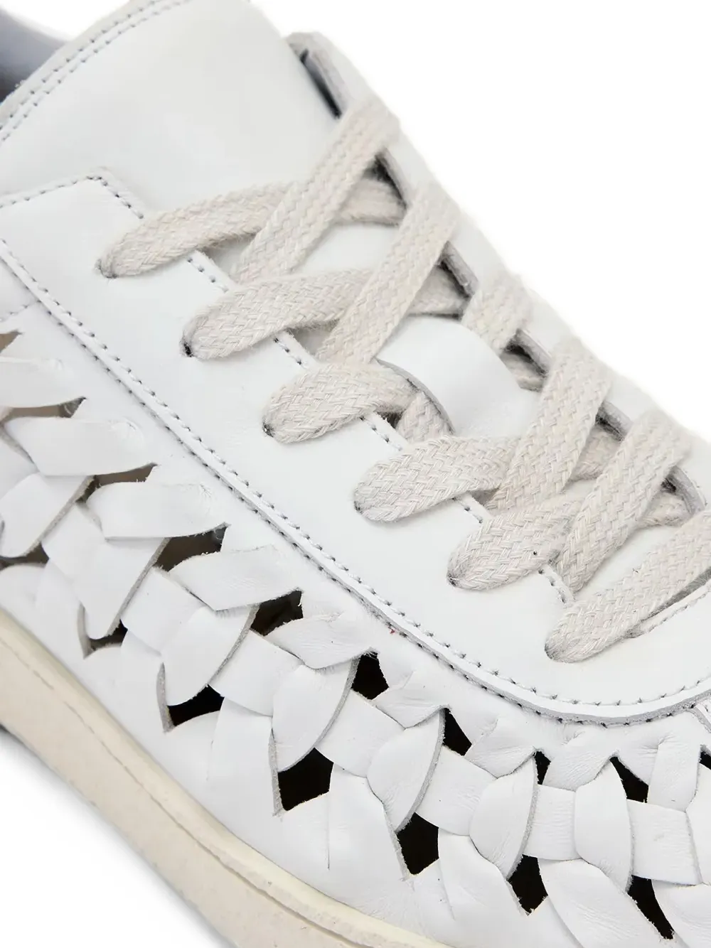 AllSaints leather woven-detail metallic-panel sneakers Wit