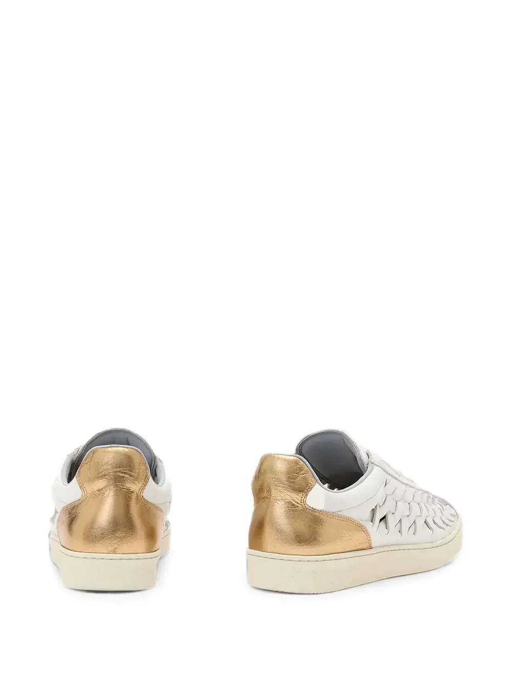 AllSaints leather woven-detail metallic-panel sneakers Wit