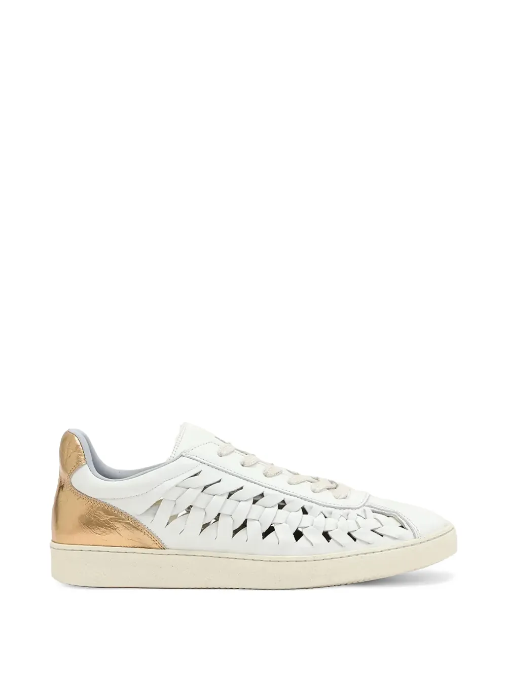 AllSaints leather woven-detail metallic-panel sneakers Wit