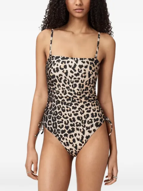 AllSaints traje de baño Court con volantes y estampado de leopardo