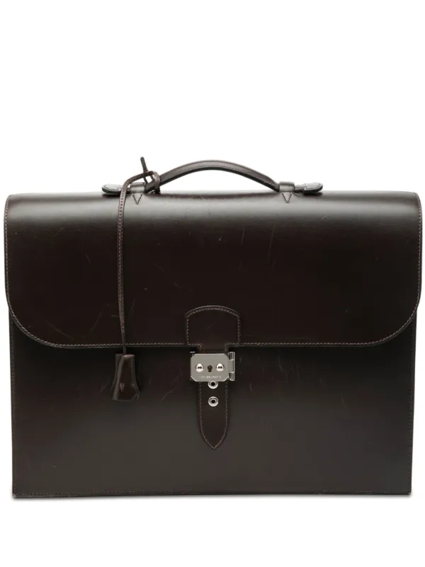 HERMES エルメス サックアデペッシュ38　ボックスカーフ 黒 Hermès Pre-Owned 2000-2014 ボックスカーフ サック ア デペッシュ 38
