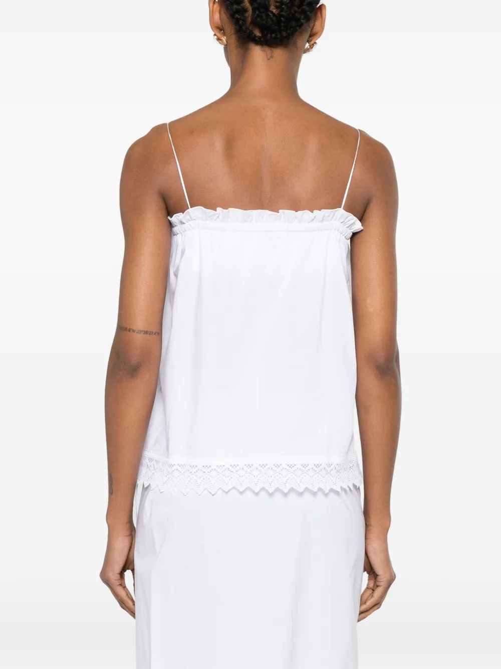 THE NINA STUDIO Top met ruches en kanten detail Wit