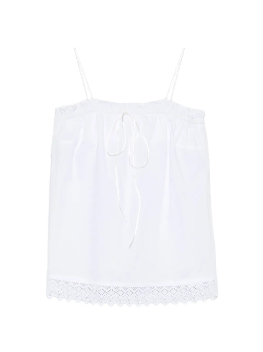 THE NINA STUDIO Top met ruches en kanten detail Wit