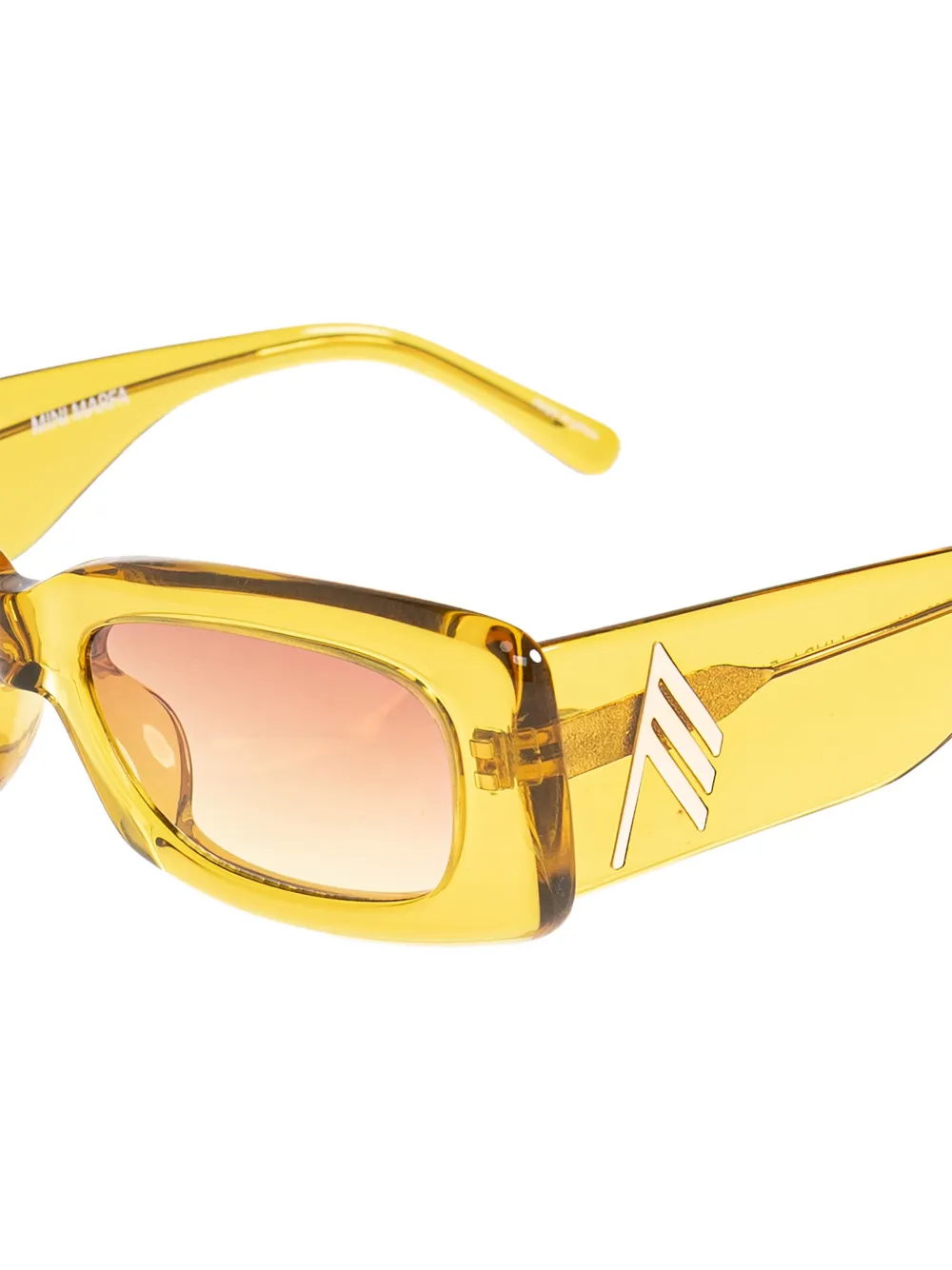 The Attico x Linda Farrow Mini Marfa zonnebril met rechthoekig montuur Geel
