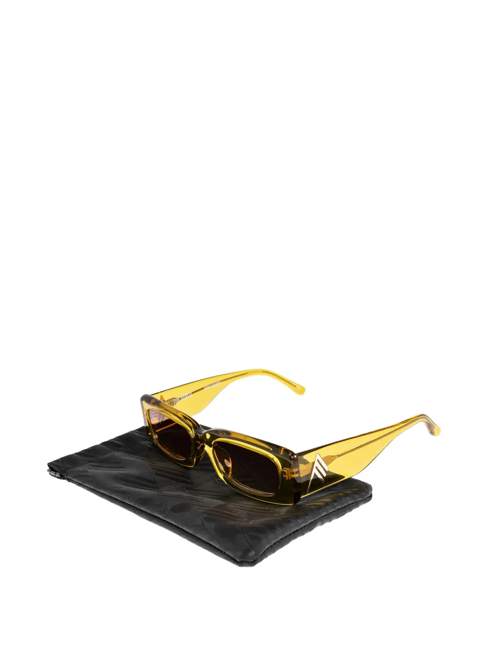 The Attico x Linda Farrow Mini Marfa zonnebril met rechthoekig montuur Geel