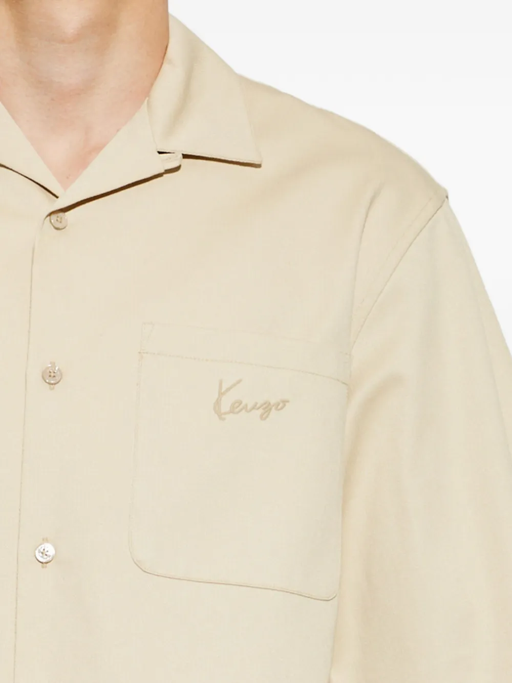 Kenzo Overhemd met geborduurd logo Beige