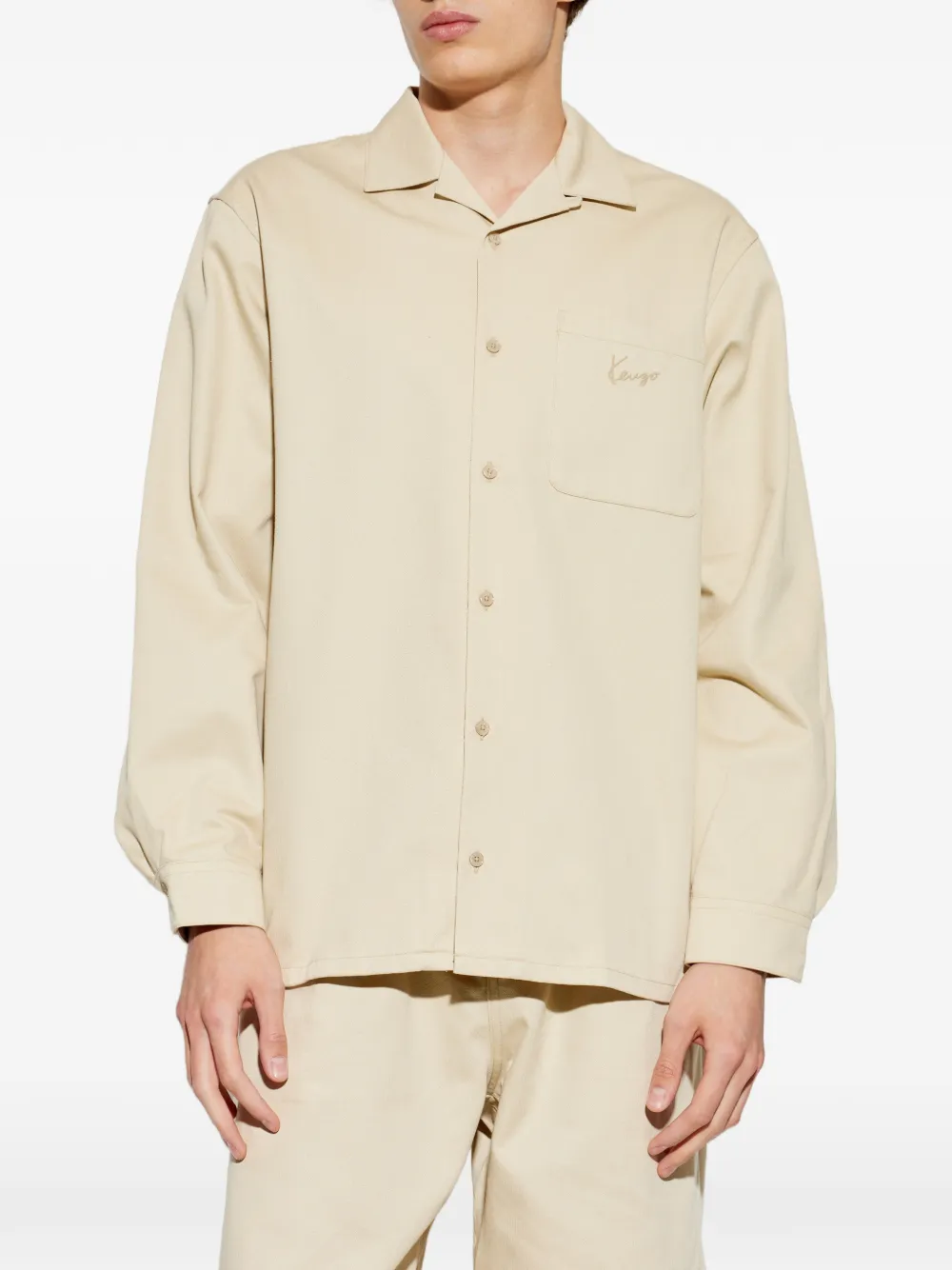Kenzo Overhemd met geborduurd logo Beige