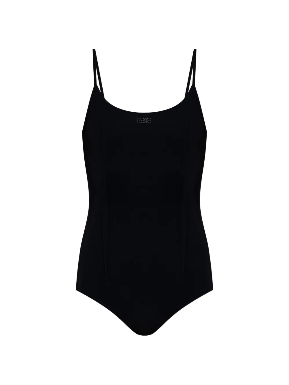 MM6 Maison Margiela scoop-neck logo-print swimsuit - Nero