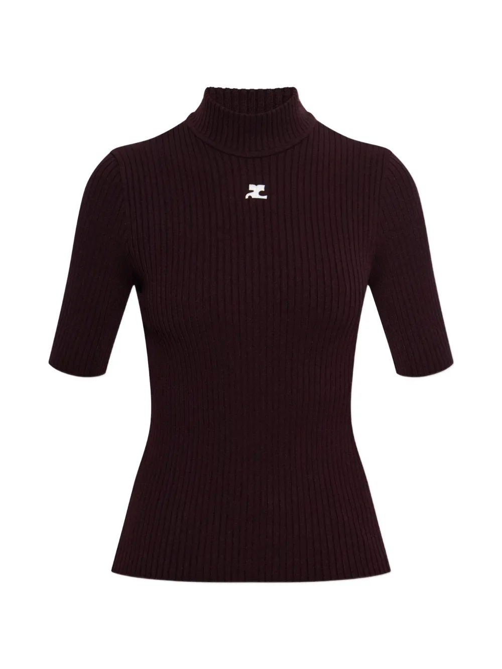 Courrèges ReEdition ribbed logo-patch T-shirt - Rosso
