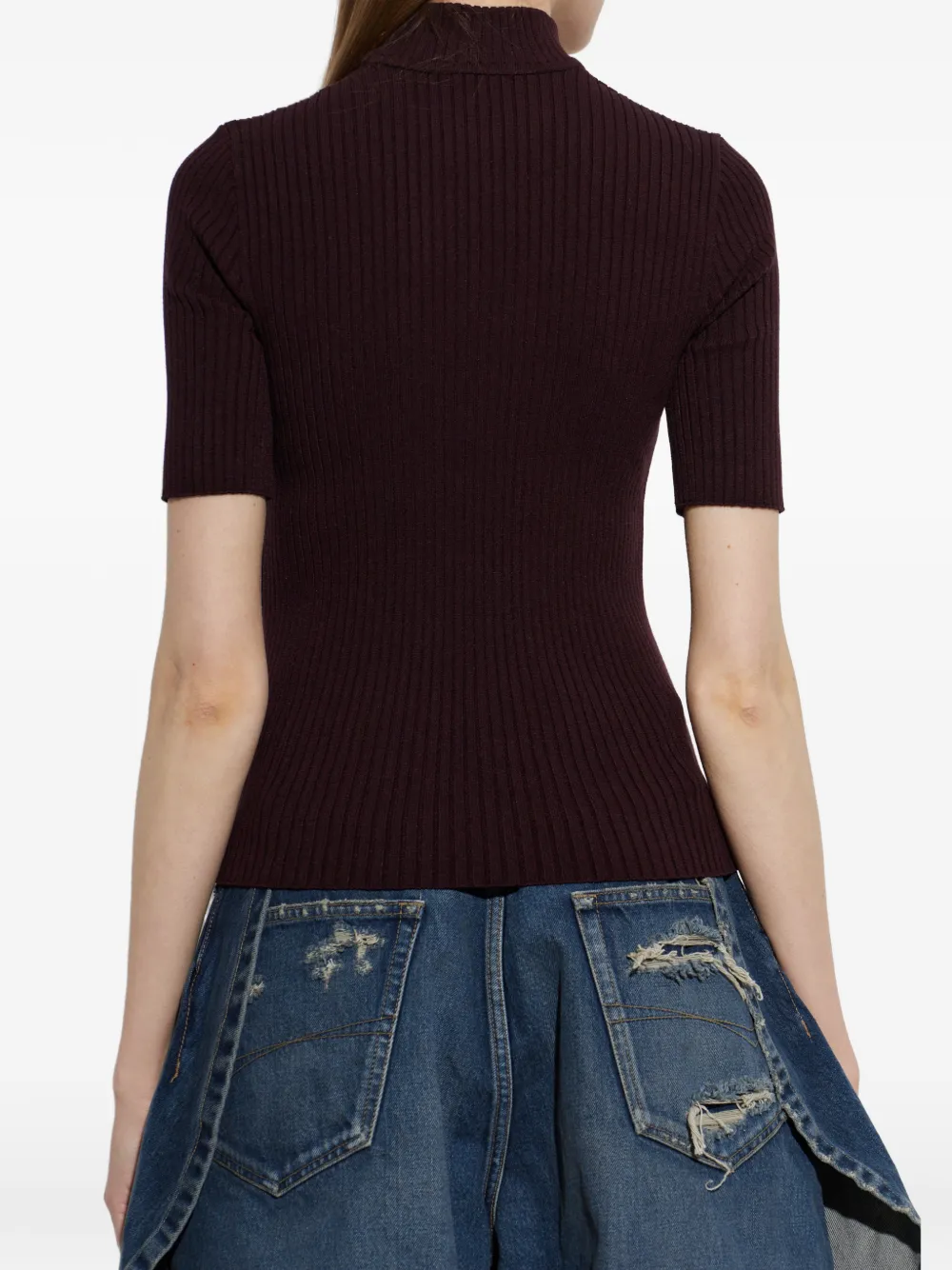 Courrèges ReEdition geribbeld T-shirt met logopatch Rood