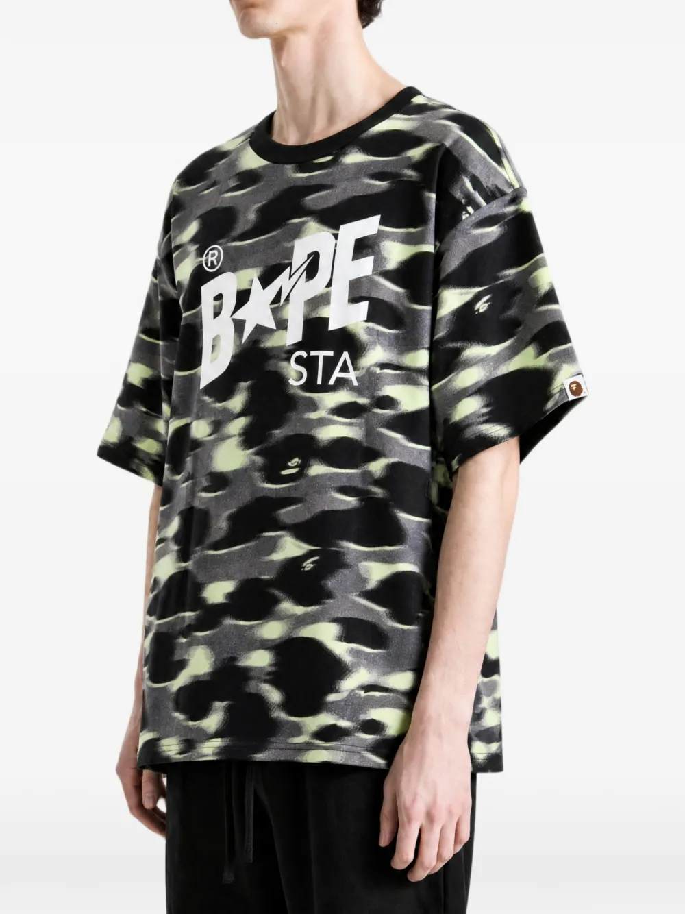 A BATHING APE T-shirt met camouflageprint Zwart