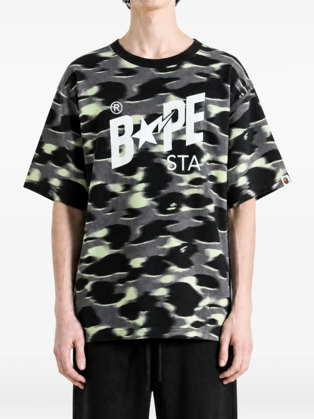 A BATHING APE T-shirt met camouflageprint Zwart