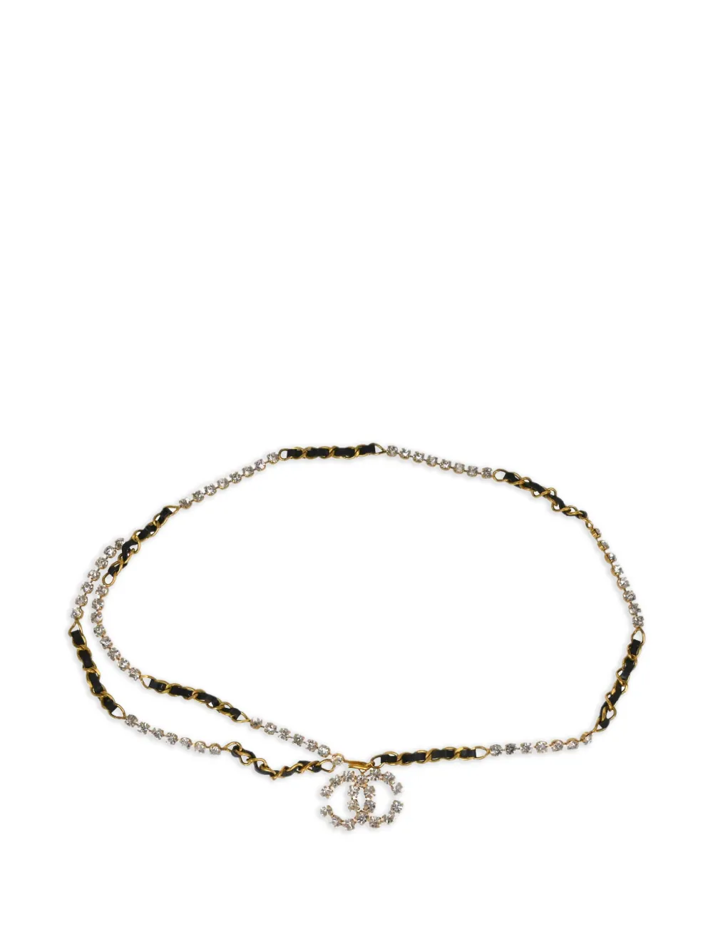 CHANEL Pre-Owned 1995 CC rhinestone chain belt - Oro