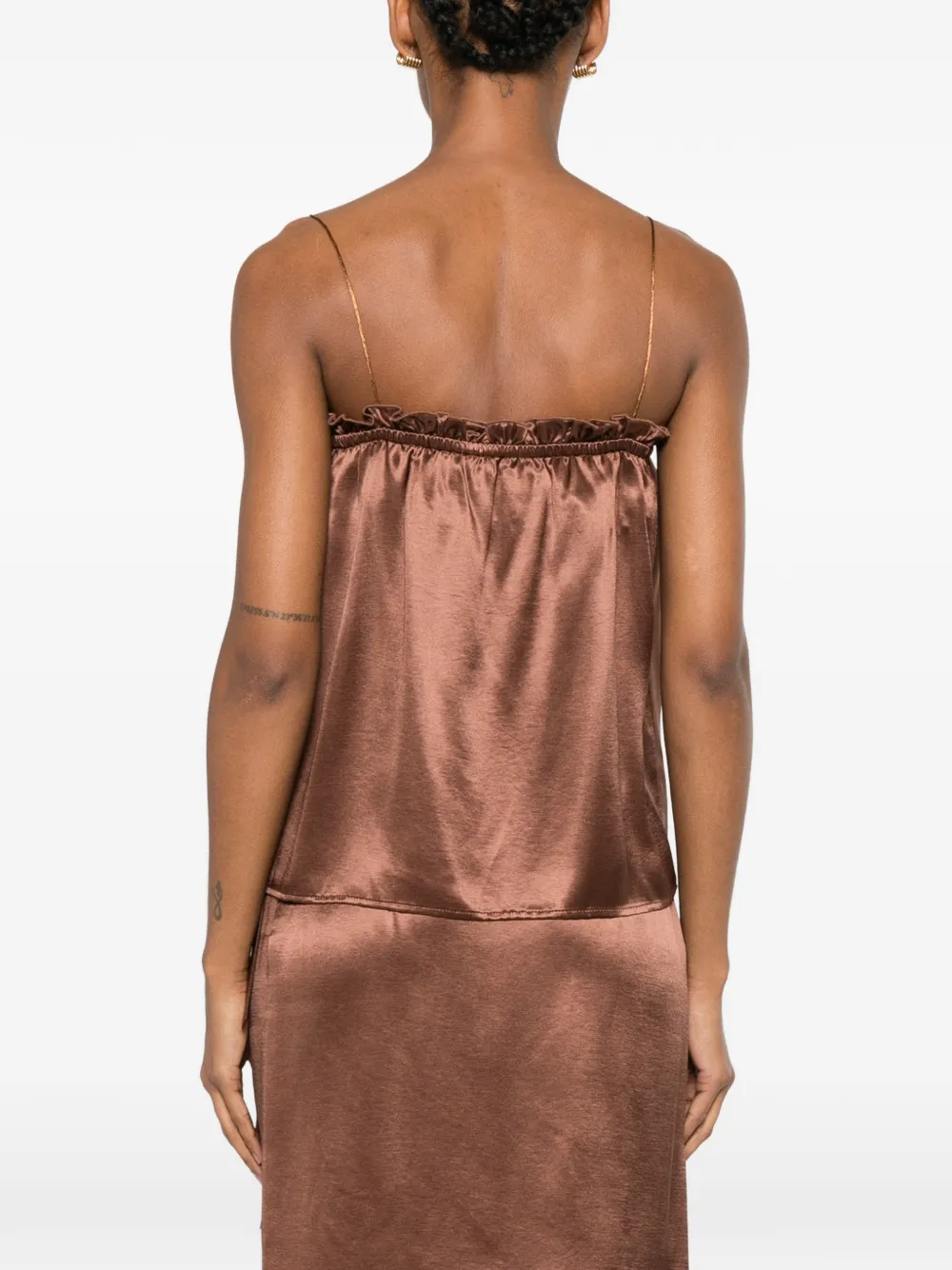 THE NINA STUDIO Top met ruches Bruin