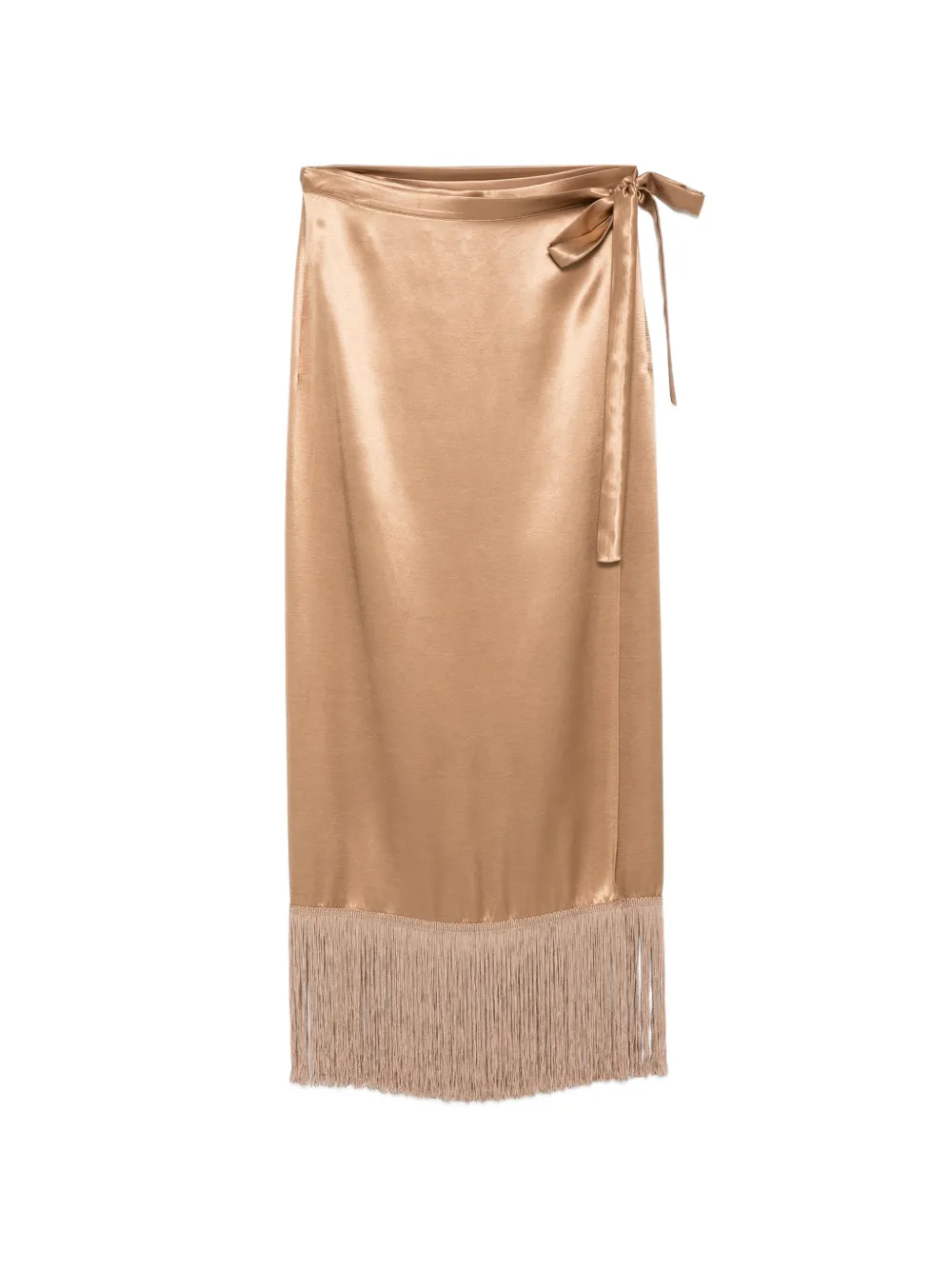 THE NINA STUDIO fringe-trim wrap skirt - Toni neutri