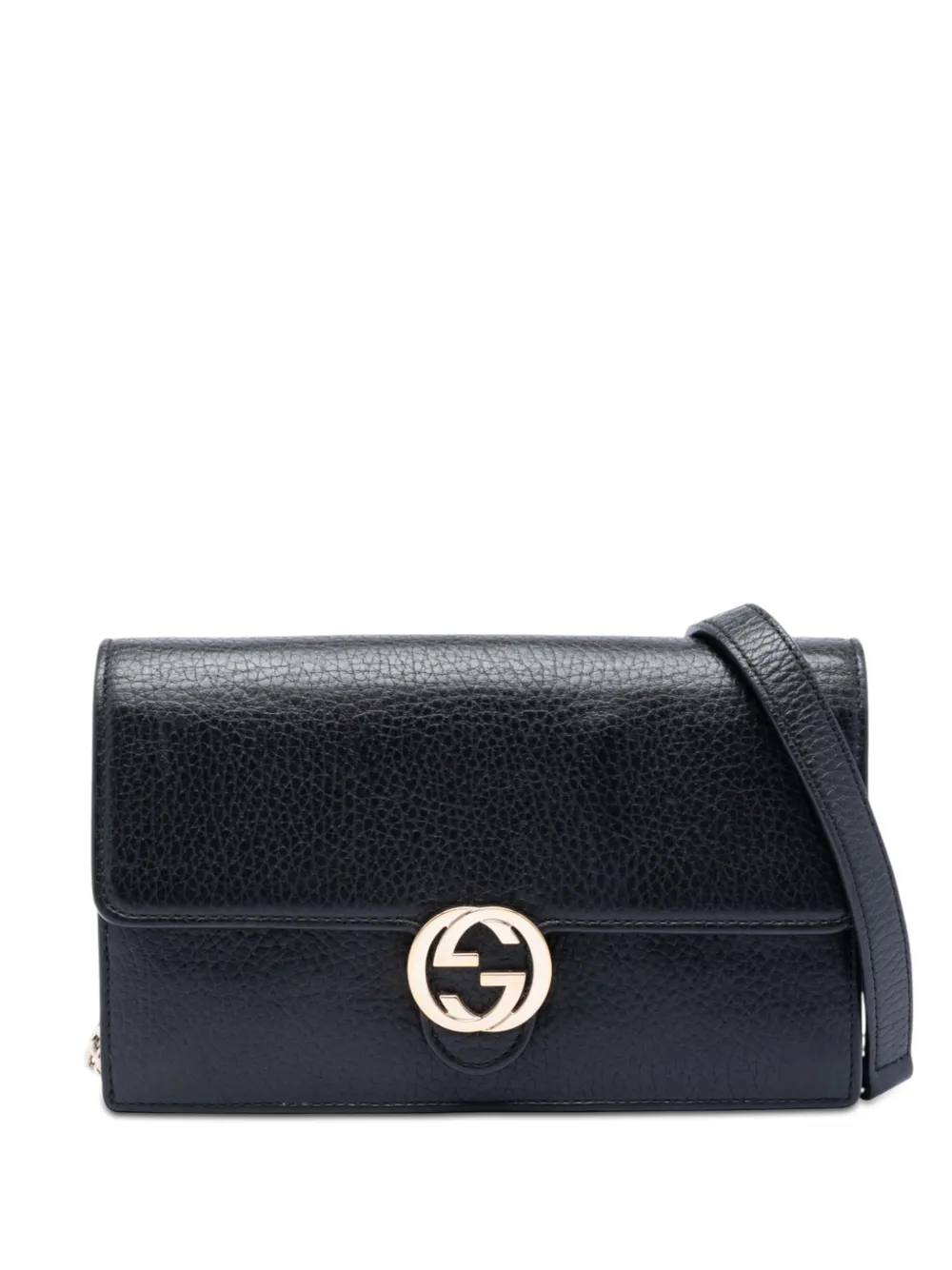 Gucci Pre-Owned 2000-2015 Dollar Calfskin Interlocking G Wallet on Chain crossbody bag - Nero