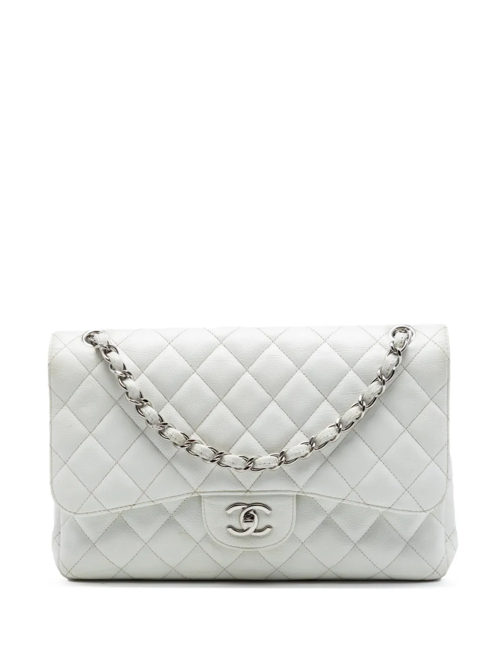 CHANEL Pre-Owned 2010-2011 Jumbo Classic Caviar Double Flap shoulder bag - Bianco