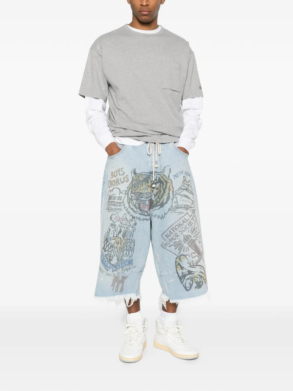  Secnd Slf Bermudas Con Estampado Gráfico - Azul 