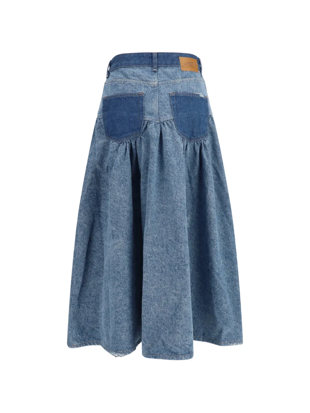  Ganni Falda Vaquera Con Diseño Patchwork - Azul 