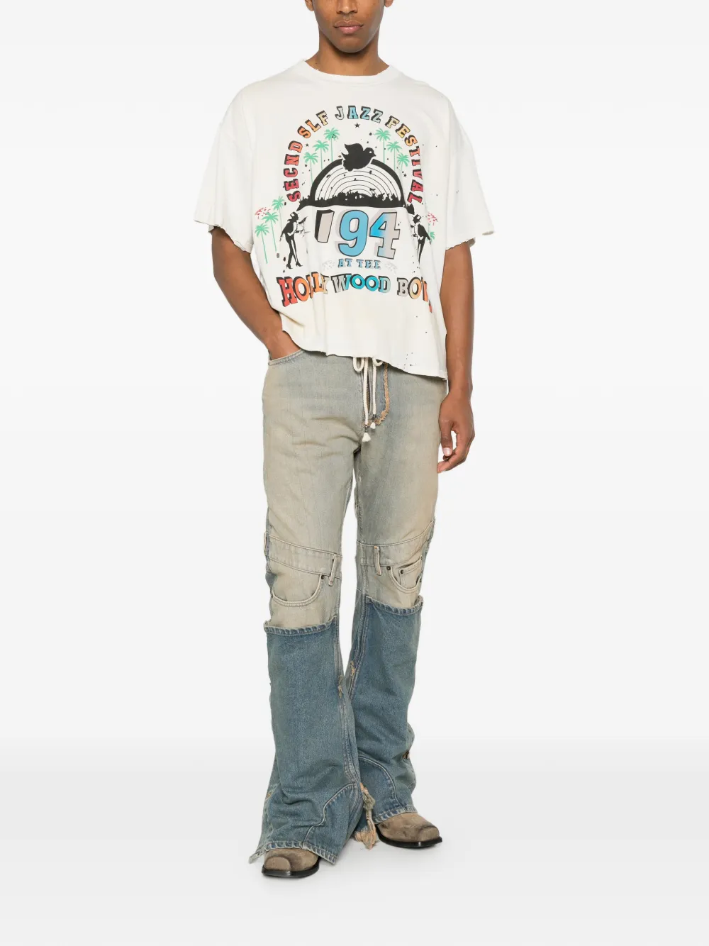 Secnd Slf Graphic-print Distressed T-shirt In Multi