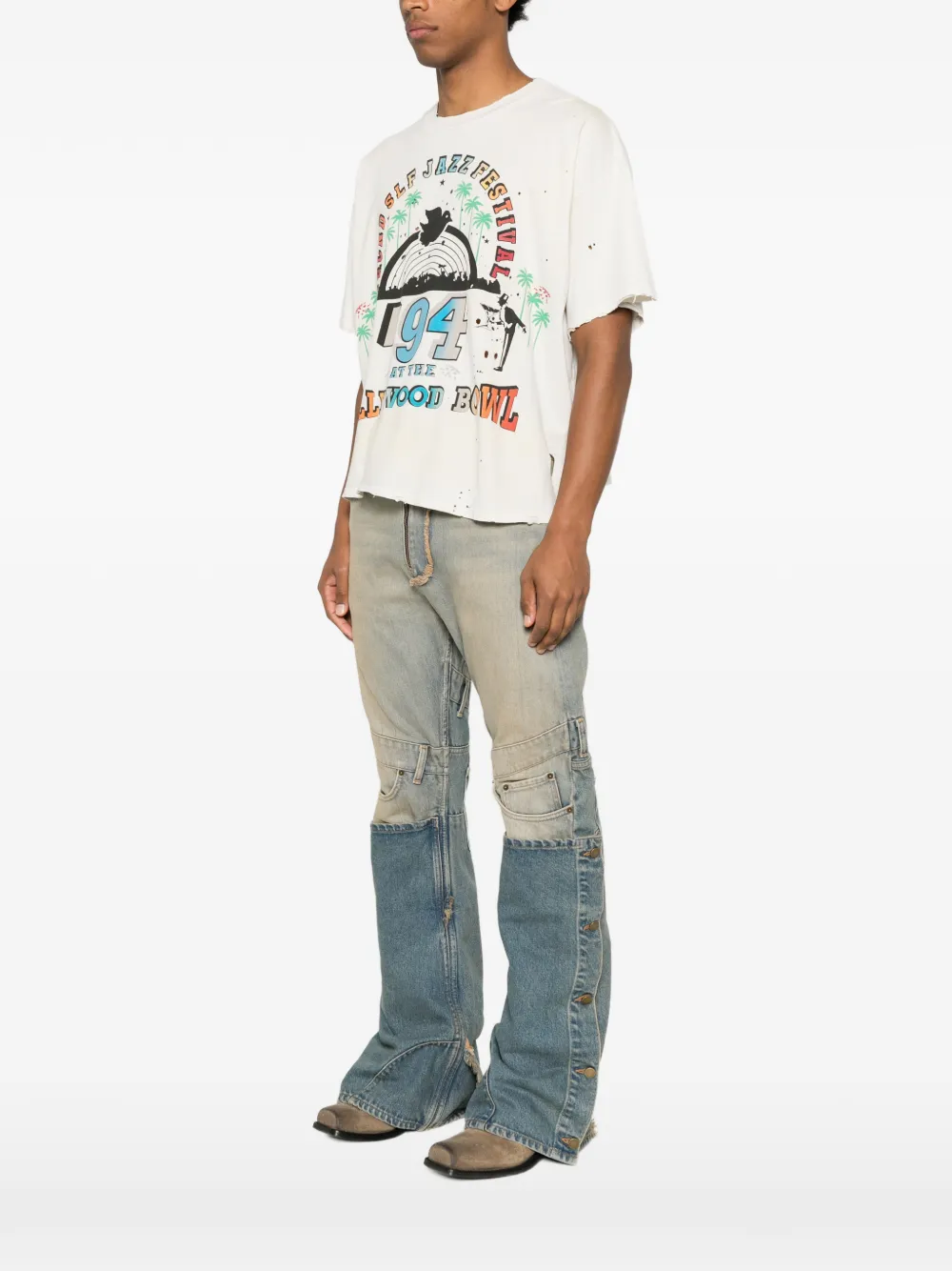 Secnd Slf Graphic-print Distressed T-shirt In Multi