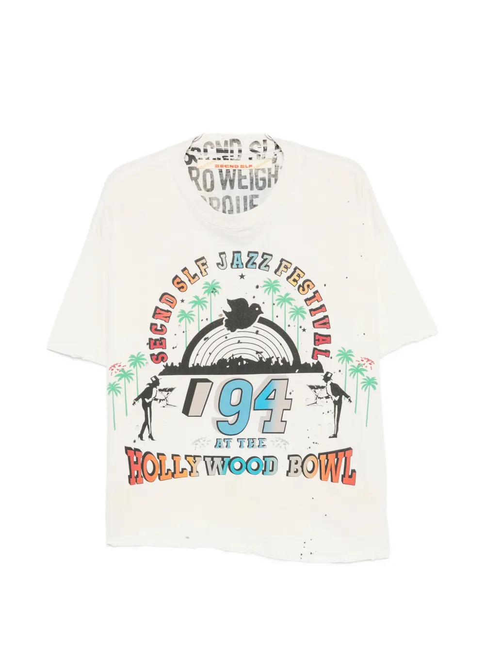 Secnd Slf Graphic-print Distressed T-shirt In Multi