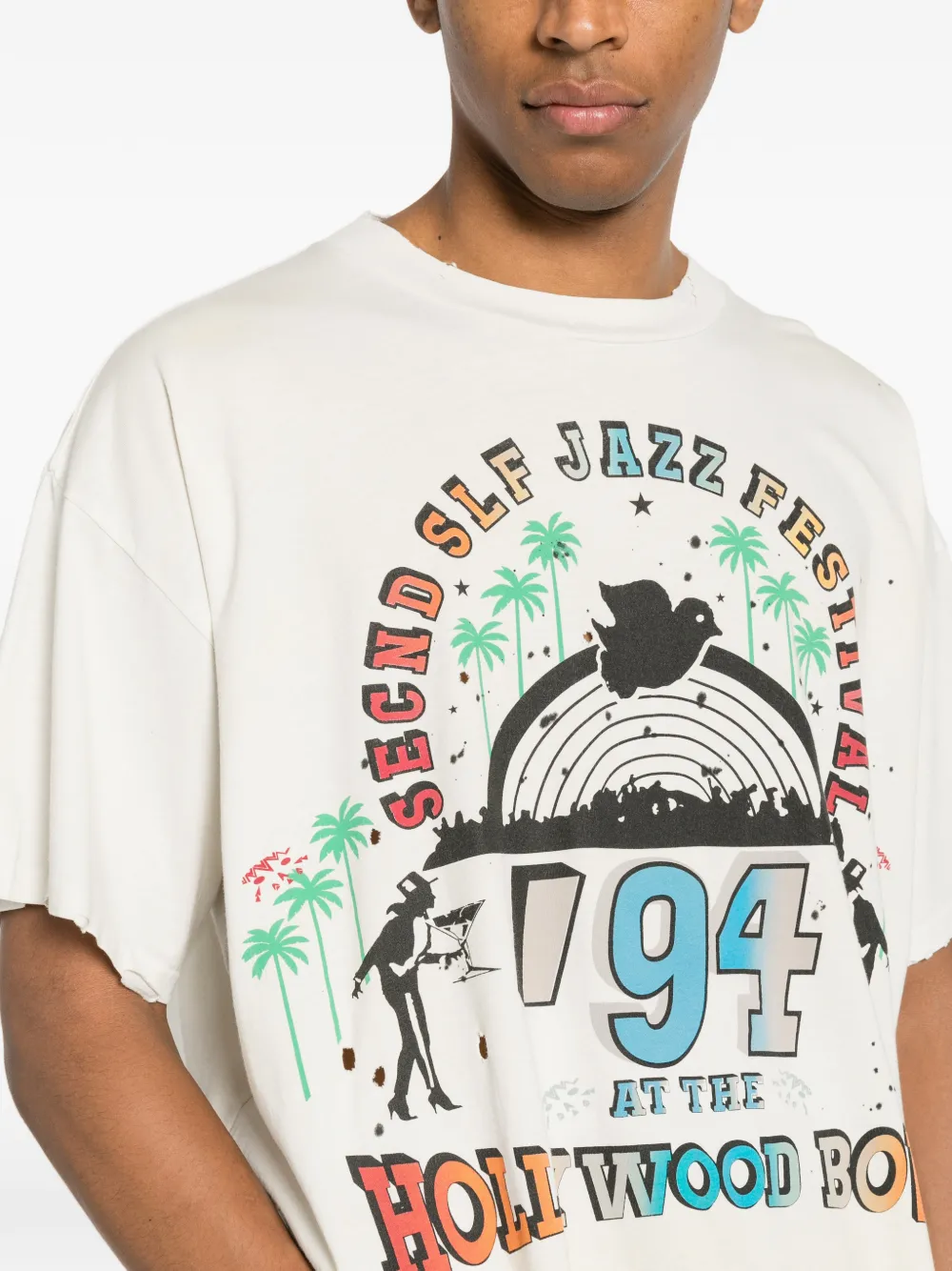 Secnd Slf Graphic-print Distressed T-shirt In Multi