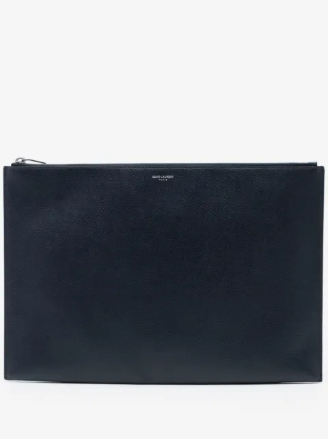 Saint Laurent Pre-Owned 2016 グレインドプードル ジップ ドキュメントホルダー クラッチバッグ