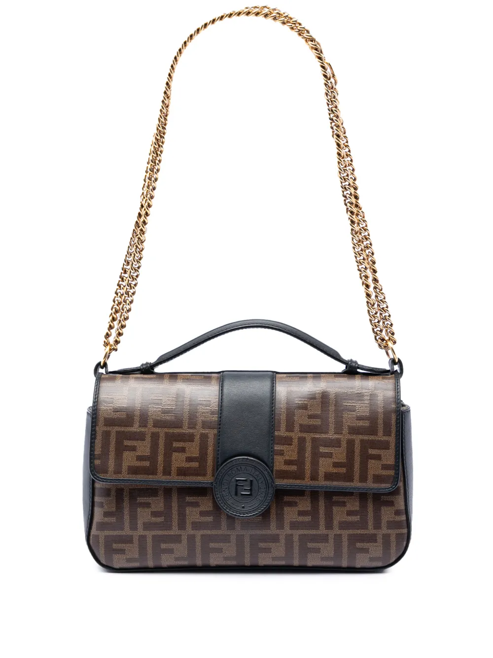 Fendi Pre-Owned 2010-2026 Zucca Crystal Double F Baguette satchel - Nero