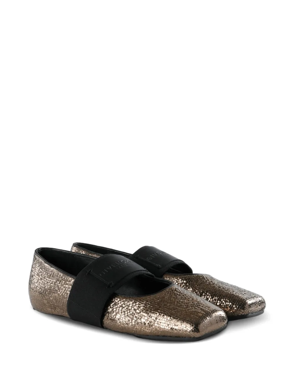 Givenchy Snake-effect Elasticated-strap Ballet Flats In Brown