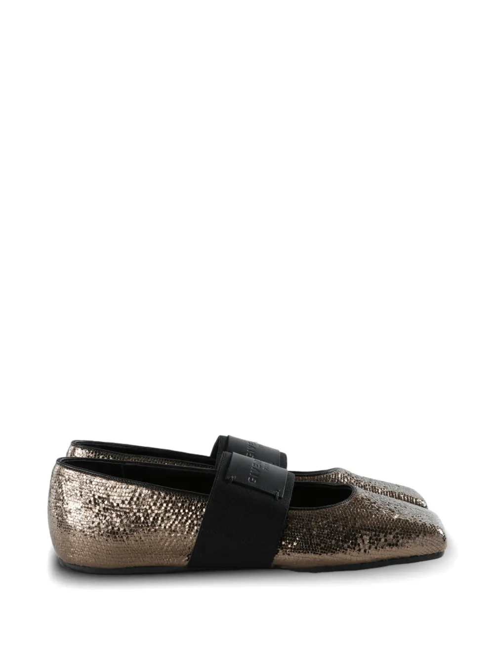 Givenchy Snake-effect Elasticated-strap Ballet Flats In Brown