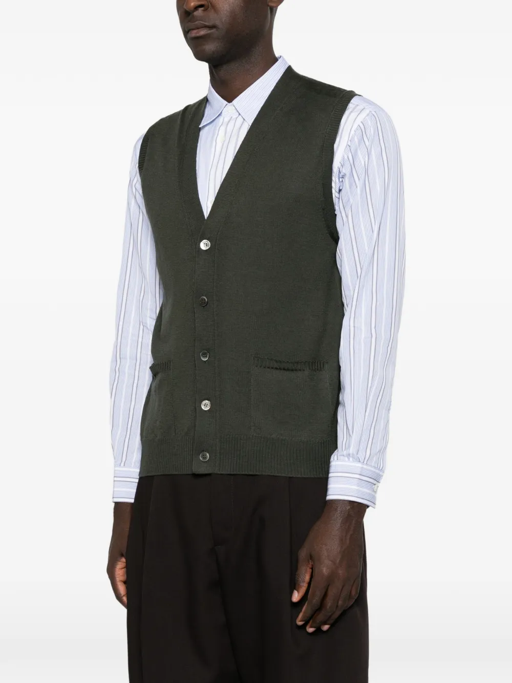 ALPHA STUDIO Wollen gilet met knopen Groen