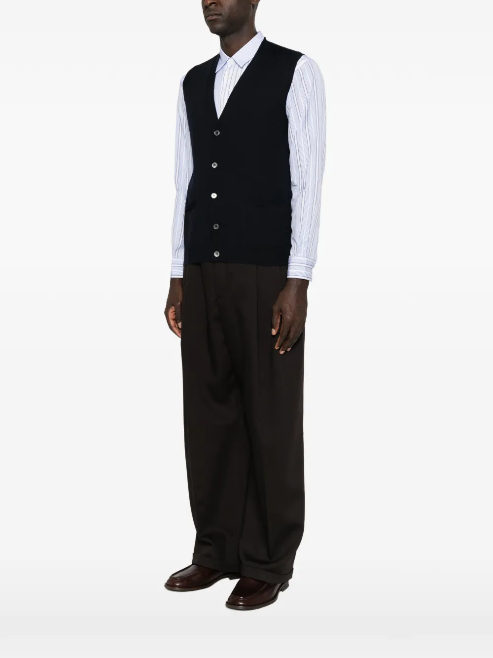 ALPHA STUDIO Gilet met V-hals en knoopsluiting Blauw