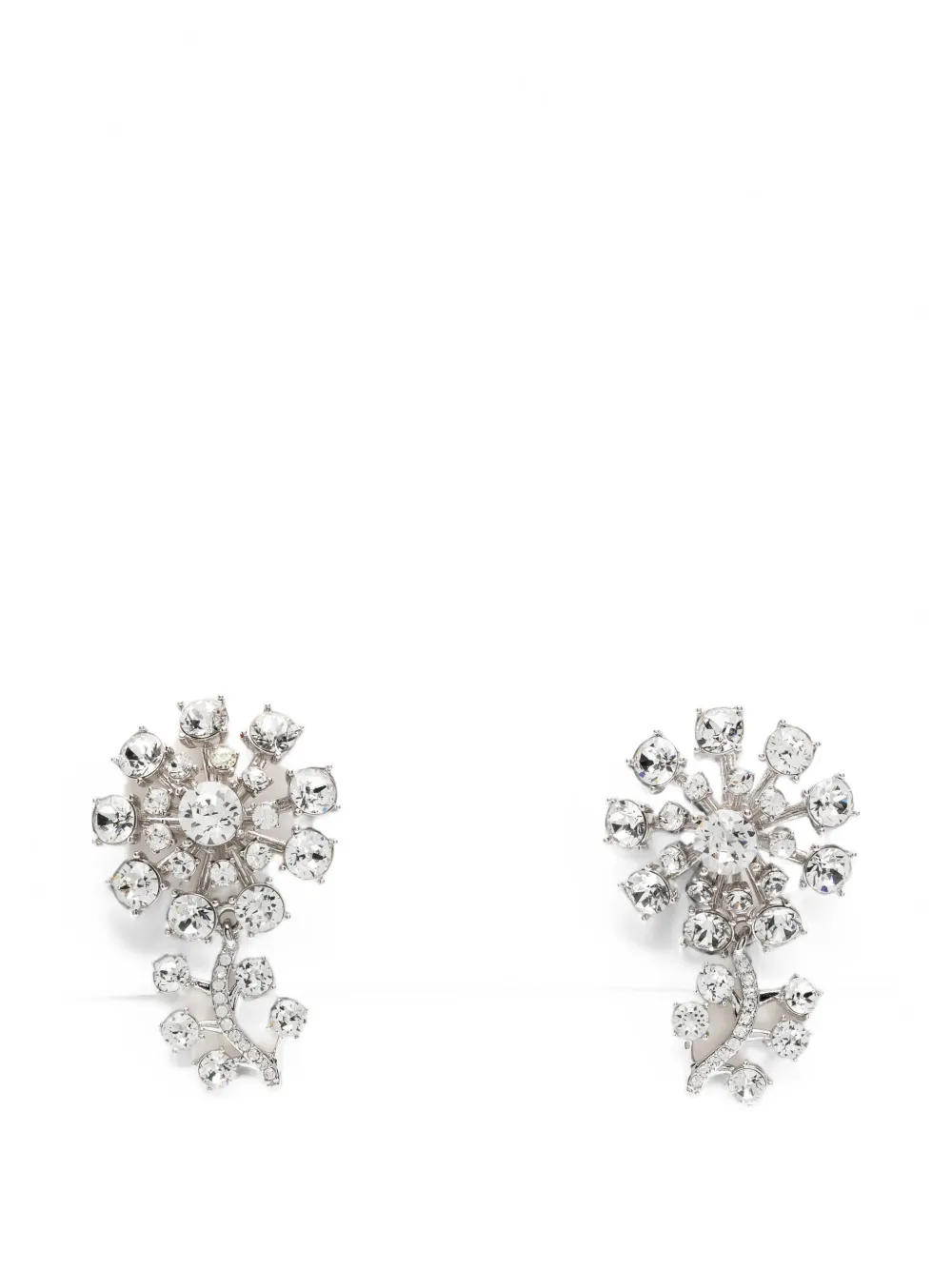 Self-Portrait Small Silver Flower crystal-embellished earrings