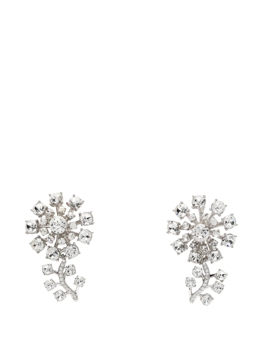 Self-Portrait Small Silver Flower crystal-embellished earrings - Argento