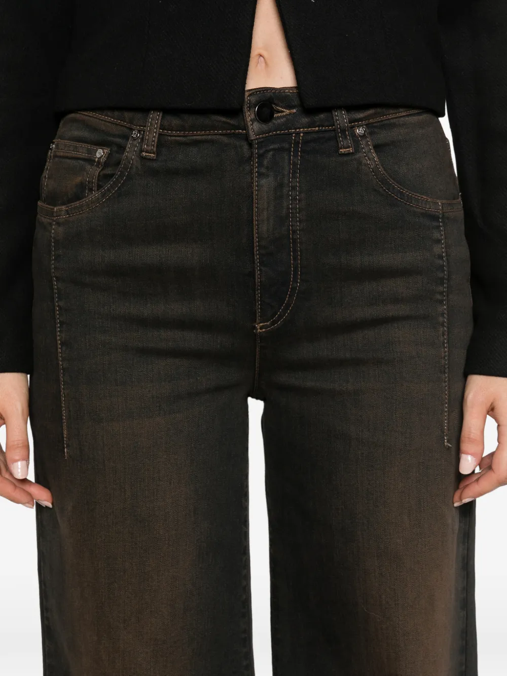 D.Exterior Jeans met vervaagd effect Bruin