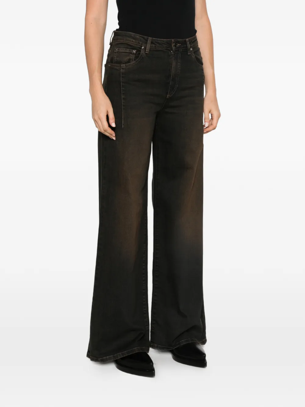 D.Exterior Jeans met vervaagd effect Bruin