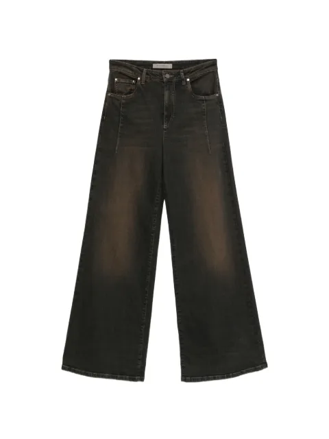 D.Exterior faded-effect wide-leg jeans