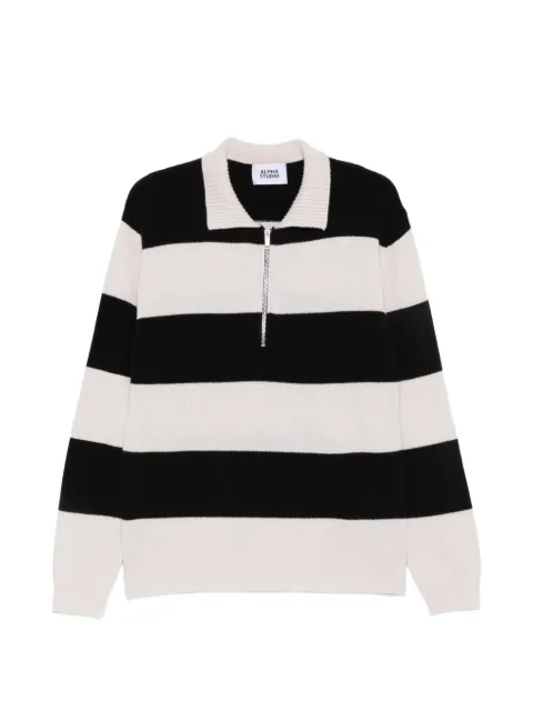 ALPHA STUDIO striped quarter-zip sweater