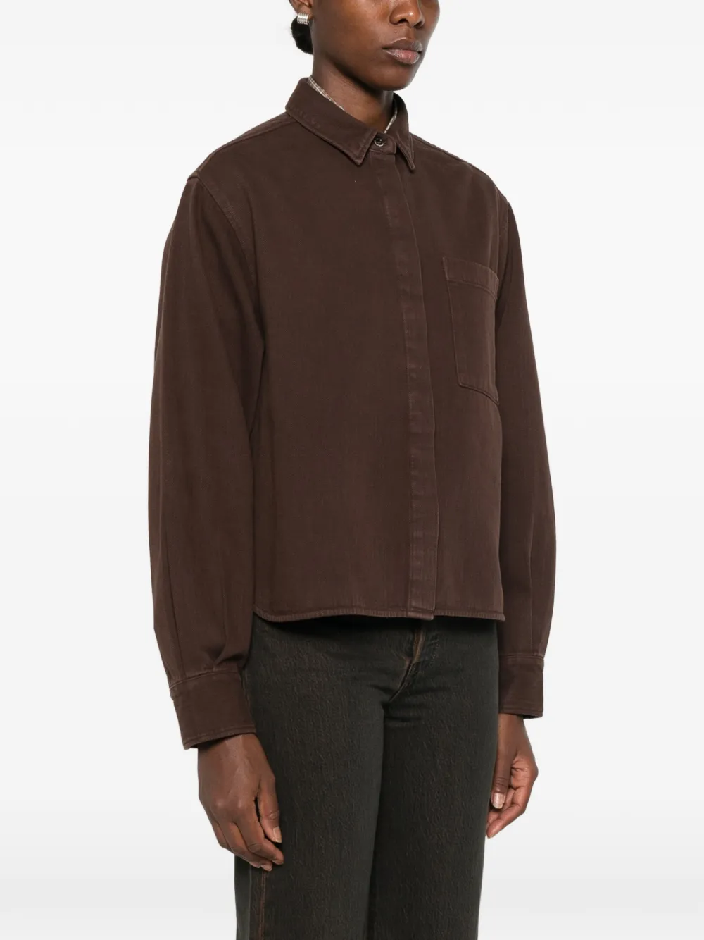 Nine In The Morning Arizona blouse met borstzak en knoopsluiting Bruin