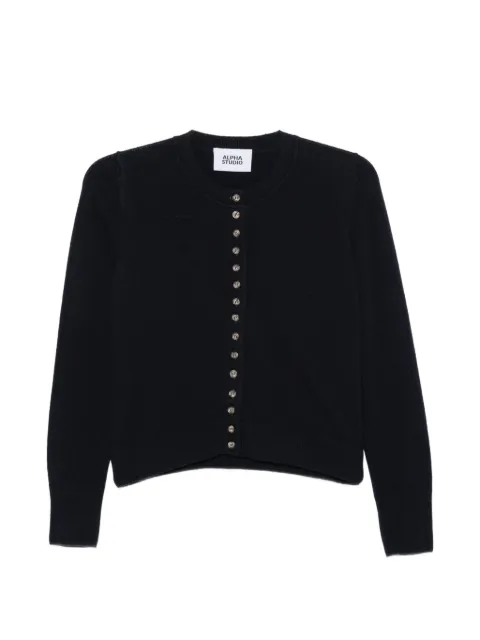 ALPHA STUDIO button-up crew-neck sweater