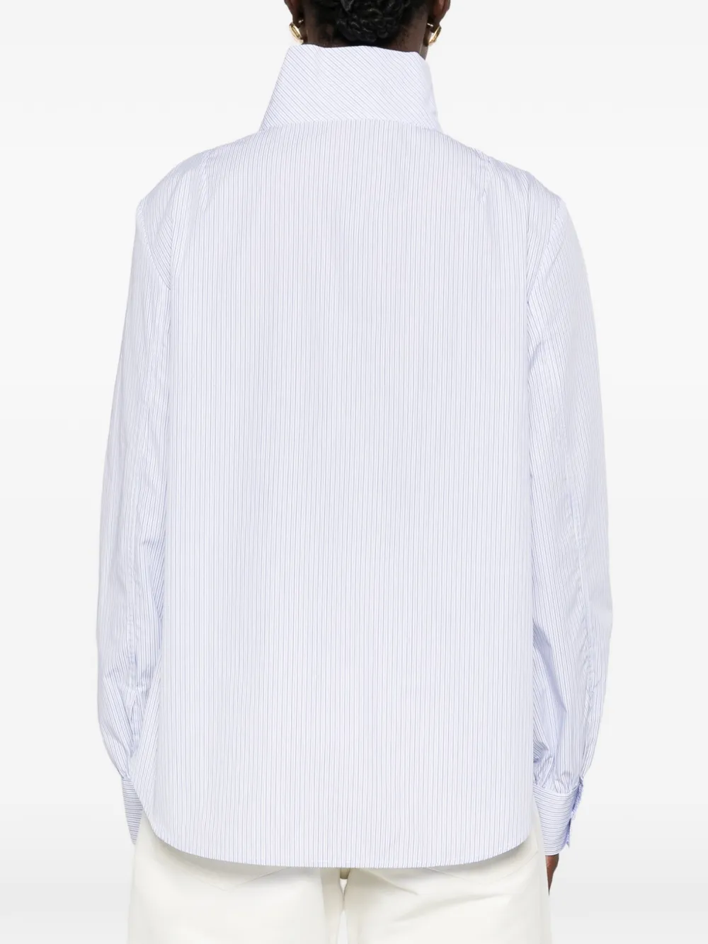 Nine In The Morning Mirelle gestreepte blouse met knopen op de schouders Wit